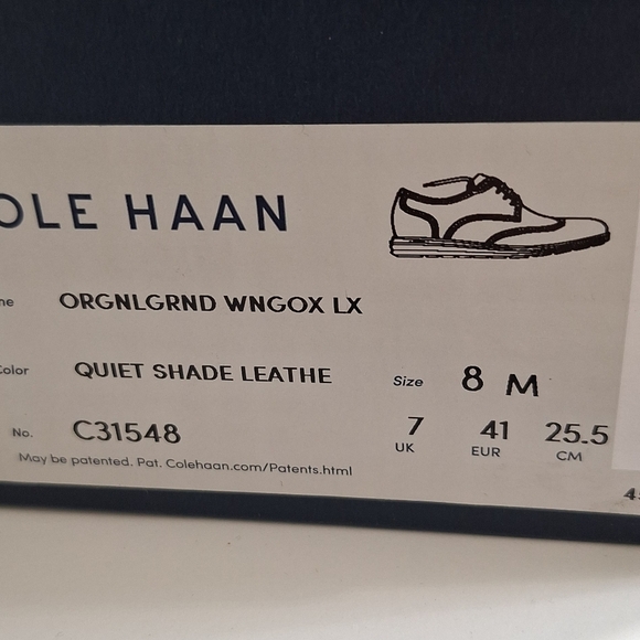 Cole Haan Oxford Original Grand Quiet Shade Lux Leather Brogue Wingtip Shoes- 8 - Picture 14 of 15